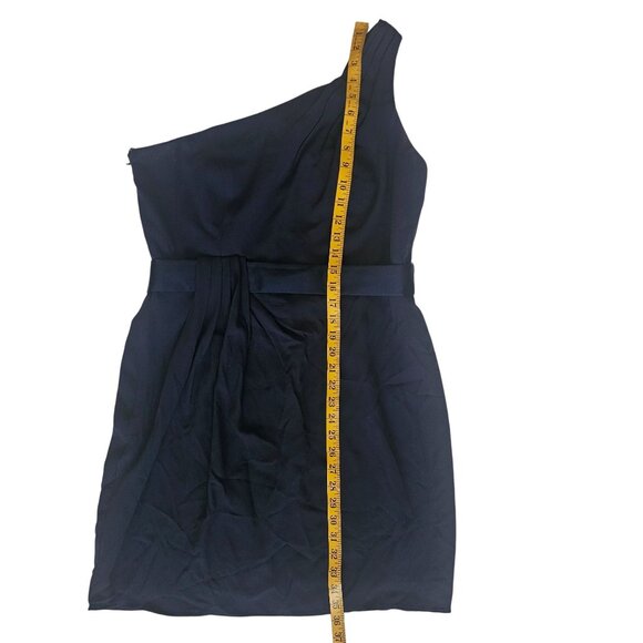WHITE by Vera Wang Midnight Pleated Waist Tie One Shoulder Cocktail Dress Sz 12 - Picture 12 of 16
